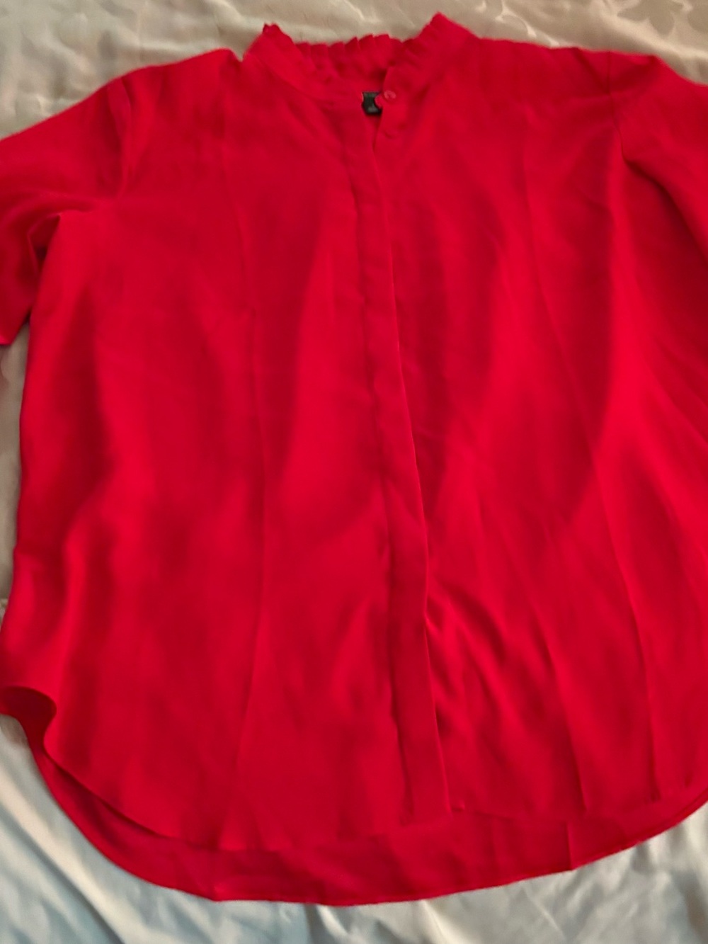 Ann Taylor Vibrant Red Button-Front Blouse
